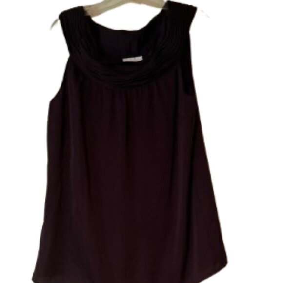 Loft Rounded Neck Sleeveless Blouse - Dark Purple - Fully Lined - M - Picture 3 of 6
